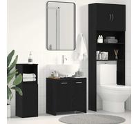 Vidaxl Armoire Lavabo De Salle De Bain Chêne Noir 60x33x60 Cm Noir