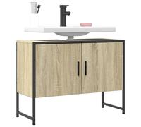 vidaXL Armoire sous-vasque de salle de bain avec porte, rangement Chêne Sonoma (bois d'ingénierie)
