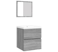 vidaXL Armoire lavabo de salle de bain et bassin et miroir Gris sonoma