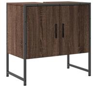 vidaXL Armoire Lavabo de Salle de Bain, Placard sous Vasque avec Porte, Meuble de Rangement, Organisateur de Toilette Intérieur, Chêne Marron