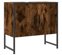 vidaXL Armoire Lavabo de Salle de Bain, Placard sous Vasque avec Porte, Meuble de Rangement, Organisateur de Toilette Intérieur, Chêne Fumé