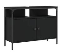 vidaXL Armoire Lavabo de Salle de Bain, Placard sous Vasque avec Porte, Meuble de Rangement, Organisateur de Toilette Intérieur, Noir