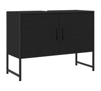 Vidaxl Armoire Lavabo De Salle De Bain Noir 80x33x60cm Bois Ingénierie Marron