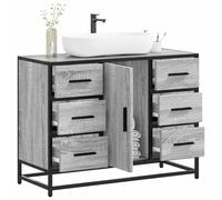 Vidaxl Armoire Lavabo De Salle De Bain Sonoma Gris Bois D'ingénierie Marron