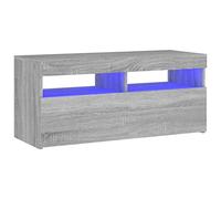 vidaXL Meuble TV avec lumières LED Sonoma Gris 90x35x40 cm, Meuble TV avec lumière LED, Support TV, Armoire média, Meuble TV LED, unité TV