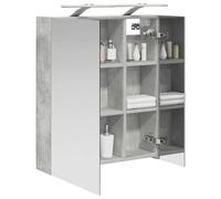 vidaXL Armoire Miroir de Salle de Bain Gris béton 60 x 14,5 x 70 cm, Mobilier de salle de bain, cabinet de rangement rectangulaire, miroir mural, étagères ajustables, design fonctionnel