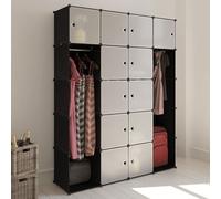 vidaXL Armoire modulaire 14 compartiments réglable en fil d'acier 37x146x180,5 cm Noir et blanc