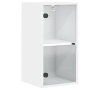 vidaXL Armoire murale avec portes en verre – Meuble de rangement suspendu, moderne, Blanc