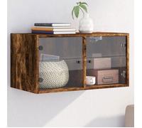 vidaXL Armoire murale avec portes en verre chêne fumé 68,5x37x35 cm 836505