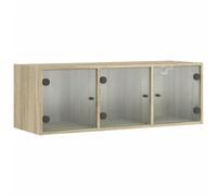 vidaXL Armoire Murale avec Portes en Verre, Meuble de Rangement Suspendu avec Compartiment, Organisateur de Maison Salle de Séjour Intérieur, Moderne, Chêne Sonoma