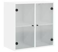 vidaXL Armoire Murale avec Portes en Verre, Meuble de Rangement Suspendu avec Compartiment, Organisateur de Maison Salle de Séjour Intérieur, Moderne, Blanc
