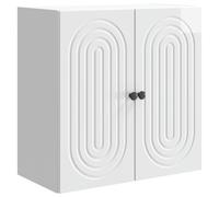 vidaXL Armoire Murale Blanc Brillant 59 x 31 x 60 cm Bois d'ingénierie, Salon, Rangement Mural Vintage, Placard intérieur rectangulaire, Organisateur Pratique, Bois reconstitué