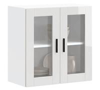 vidaXL Armoire murale cuisine avec porte en verre Porto blanc brillant 854149