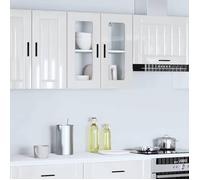 vidaXL Armoire murale cuisine avec porte en verre Porto blanc brillant 854149