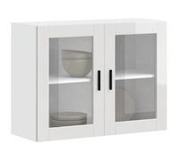 vidaXL Armoire murale cuisine avec porte en verre Porto blanc brillant, meuble mural de cuisine, armoires murales avec 854089