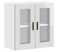 vidaXL Armoire murale cuisine avec porte en verre Porto blanc brillant 854149