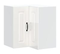 vidaXL Armoire Murale d'angle de Cuisine Kalmar Blanc Brillant, Armoire Murale de Cuisine, Armoire Murale d'angle pour Cuisine, Armoire d'angle supérieure