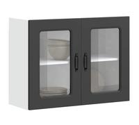 vidaXL Armoire murale de cuisine avec porte en verre Kalmar noir, meuble mural de cuisine, armoires murales avec portes, 853608