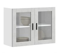 vidaXL Armoire murale de cuisine Porto – porte en verre – Gris béton