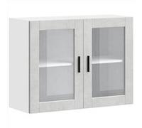 vidaXL Armoire murale de cuisine avec porte en verre Porto gris béton, meuble mural de cuisine, armoires murales avec 854091 Gris