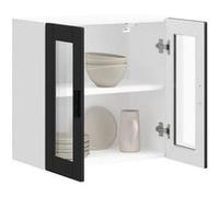 vidaXL Armoire murale de cuisine avec porte en verre Porto noir 854148 Noir