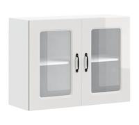 vidaXL Armoire Murale de Cuisine avec Porte vitrée Kalmar Bois d'ingénierie Blanc Brillant