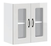 vidaXL Armoire Murale de Cuisine avec Porte vitrée Kalmar Bois d'ingénierie Blanc Brillant