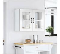 vidaXL Armoire de cuisine suspendue avec porte en verre Kalmar blanc brillant Matériau dérivé du bois