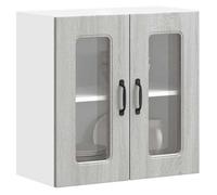 vidaXL Armoire murale de cuisine avec porte vitrée ""Kalmar"" Bois d'ingénierie gris Sonoma 853673