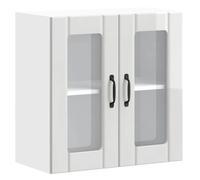 vidaXL Armoire murale de cuisine Lucca – porte vitrée, bois d'ingénierie, blanc brillant