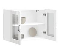 vidaXL Armoire murale de cuisine Lucca – avec porte vitrée – bois d'ingénierie blanc brillant