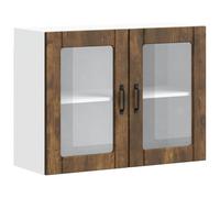 vidaXL Armoire murale de cuisine Lucca – porte vitrée, chêne fumé, bois d'ingénierie