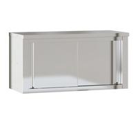 vidaXL Armoire Murale de Cuisine avec Portes Coulissantes, Placard Suspendu avec Compartiment, Meuble de Rangement Restaurant, INOX