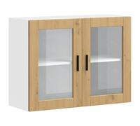 Armoire murale de cuisine porte en verre Porto chêne artisanal, meuble mural de cuisine, armoires murales avec 854096