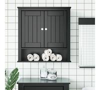 vidaXL Armoire murale de salle de bain BERG noir bois massif