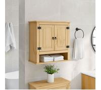 vidaXL Armoire murale de salle de bain Corona – bois de pin massif, marron