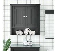vidaXL Armoire murale de salle de bain BERG noir bois massif Marron