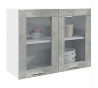 vidaXL Armoire murale en verre Lyon – Gris béton, 80x31x60 cm, Bois d’ingénierie & Verre
