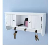 vidaXL Armoire murale pour clés et bijoux 241850 avec portes et crochets Blanc