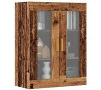 vidaXL Armoire murale suspendue vieux bois 69,5x34x90 cm, armoire suspendue, armoire d'exposition murale, armoire en verre 857043 Marron G