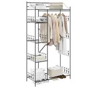 vidaXL Armoire ouverte moderne – 100x43x188 cm, en acier noir, 5 étagères, rails suspendus