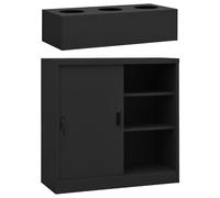 Vidaxl Armoire ¿¿ Portes Coulissantes Avec Jardini¿¿Re Anthracite Acier Gris