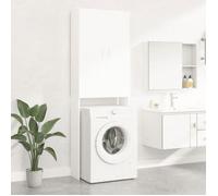 vidaXL Armoire pour lave-linge, Blanc, 64x25,5x190 cm, Bois d’ingénierie, Meuble pour buanderie avec 2 portes et 3 808413