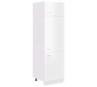 vidaXL Armoire de cuisine, avec 4 étagères, en panneau de particules, blanc brillant, 60 x 57 x 207 cm