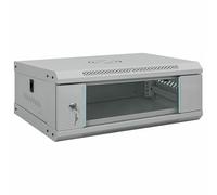 vidaXL Armoire réseau 530 x 350 x 210 mm avec finition en acier gris verrouillable et murale 4U avec porte en verre teinté et côtés amovibles IP20 pour usage intérieur.