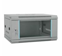 vidaXL Étagère réseau en acier laminé à froid SPCC gris, 600 x 450 x 350 mm, surface mate, verre trempé, capacité de charge de 70 kg, montage mural, rangement sûr, panneaux amovibles.