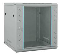 vidaXL Armoire réseau murale 60 x 60 x 65 cm Gris – Acier & verre trempé, serrure
