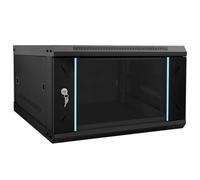 vidaXL Armoire réseau 530×600×300 mm – acier noir porte en verre sécurisée, panneaux amovibles