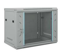 vidaXL Armoire réseau industrielle avec serrures, design en acier gris avec porte en verre trempé. Dimensions : 600 x 450 x 500 mm.