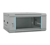 vidaXL Armoire réseau industrielle avec serrures grises, 600 x 450 x 280 mm, en acier avec finition mate, porte en verre trempé, poignées à pêne dormant